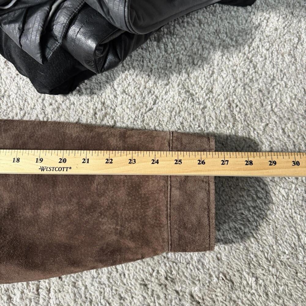 VTG Columbia Mens Suede Leather Barn Chore Jacket Sherpa Lined XXL Brown Zip - Picture 12 of 13